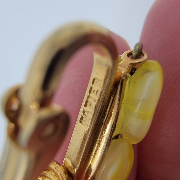 NWT Vintage Original Napier Earrings Yellow‎ Beaded CLIP ON Earrings New - Picture 3 of 5